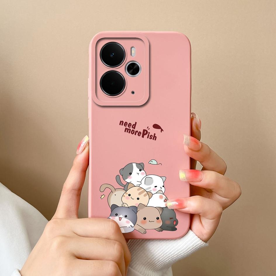 Cover Cases For Oppo Realme C75x 14X 14 14T Narzo 10 30 60 P3 A5 Pro Cute Cartoon Kitten Owl Patterns Liquid Silicone Dustproof Housing For Oppo Shell