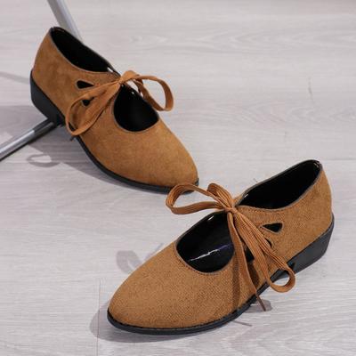 Мода 2024 новые женские туфли-лоферы с плоским носком и заостренным носком на шнуровке