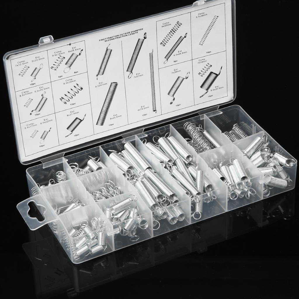 200pcs New 20 Size Compression Spring Tension Galvanized Springs Assortment Kit