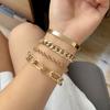 4-piece Alloy Hip-hop Cuban Bracelet Punk Metal Twisted Rope Chain Bracelet Jewelry for Women, The Best Gift for Friends