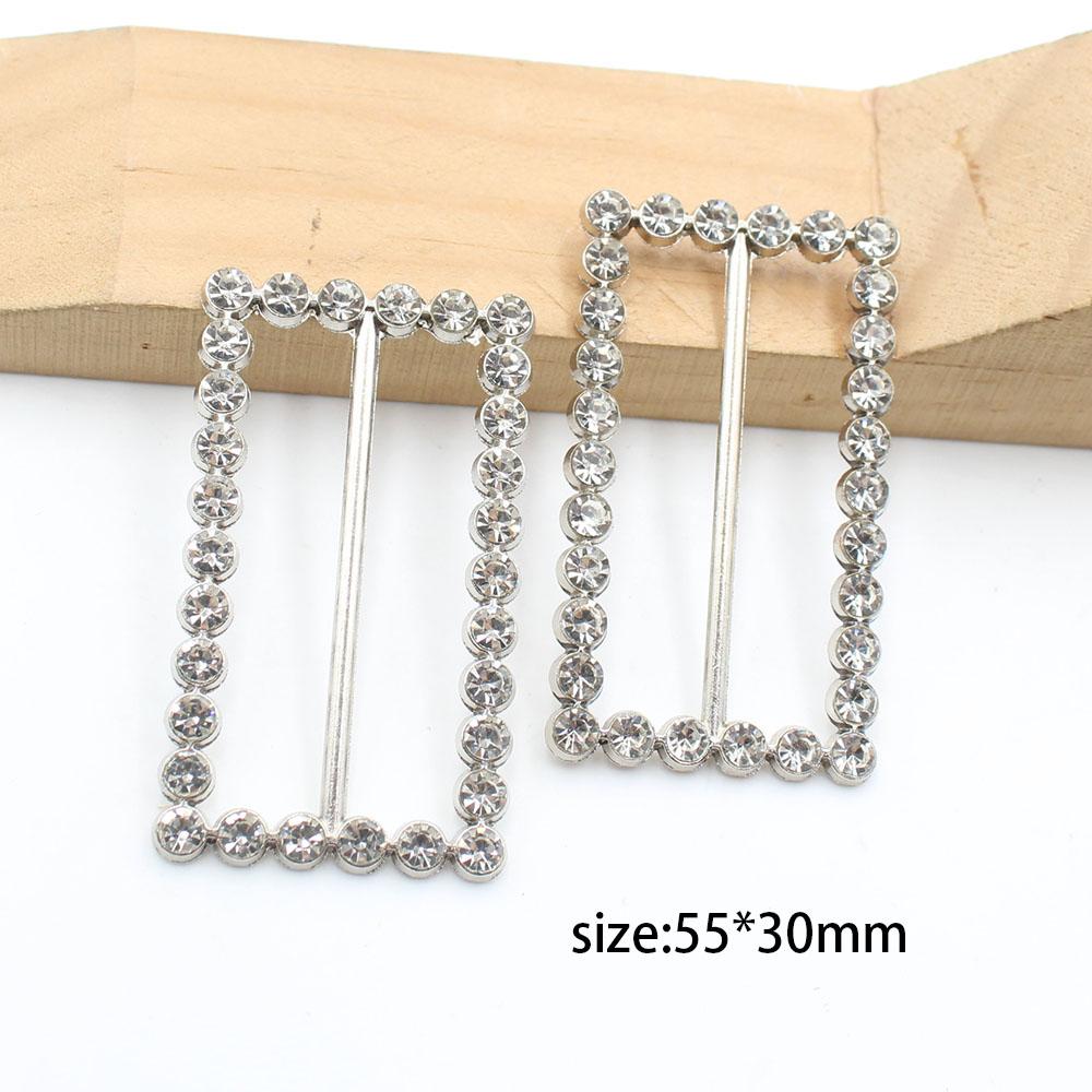 Новые 5 штук 55 * 30 мм сплав стразы многофункциональная пряжка DIY ползунок для ленты кольцо-пряжка для украшения обуви сумки одежды ремня