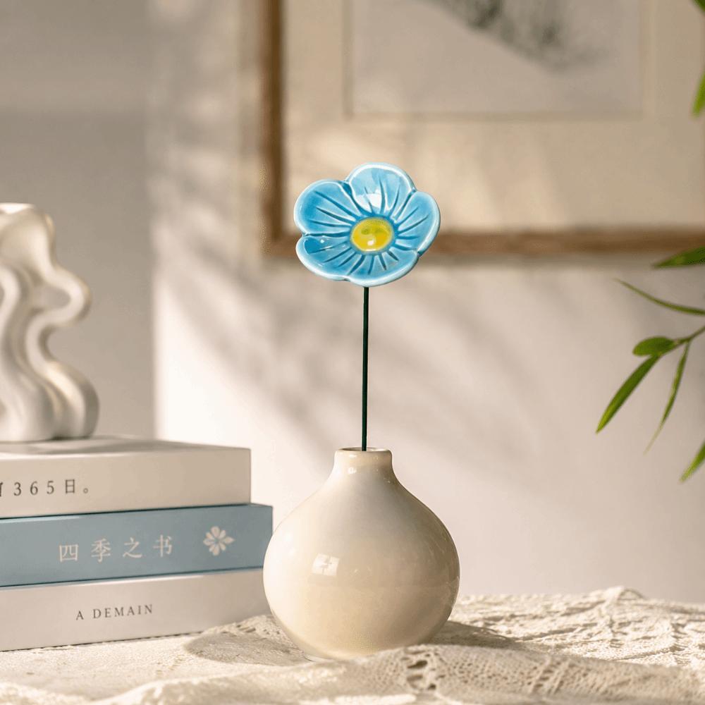 3pcs Ceramic Insect Drinking Cup Colorful Artificial Flower Bee Watering Station Garden Stake