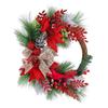 Christmas Artificial Pine Garland With Red Berries Cardinal Bird Wall Hanging Decor Holiday Home Interior