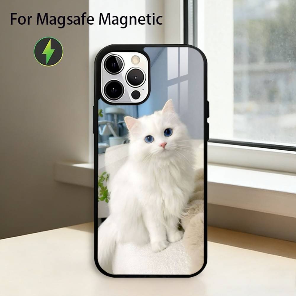 Lovely Funny Cat Phone Case For iPhone17,16,15,14,13,12,11 Plus,Pro Magnetic For Magsafe Wireless Charging