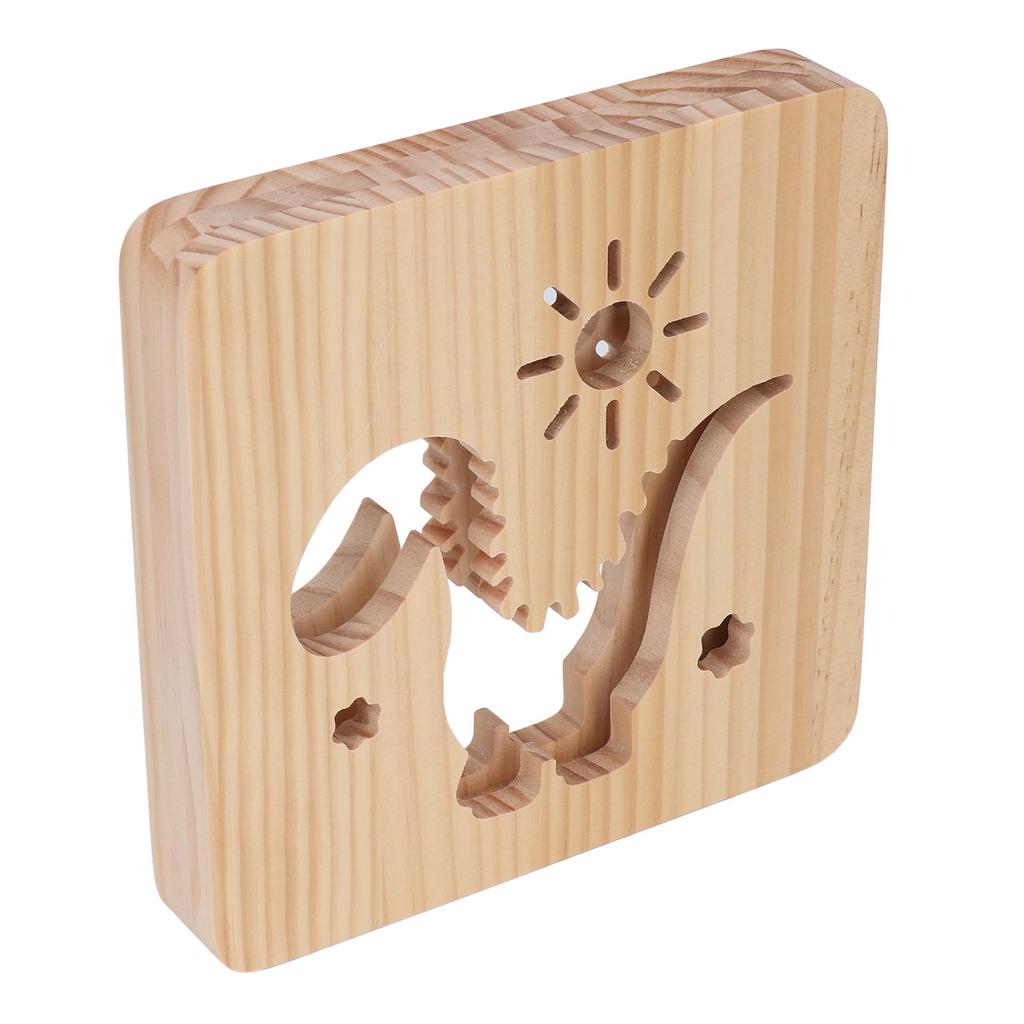 Лампа с резьбой по дереву с рисунком динозавра, теплый белый свет, питание от USB, 3D-деревянная лампа из сосны, ночник