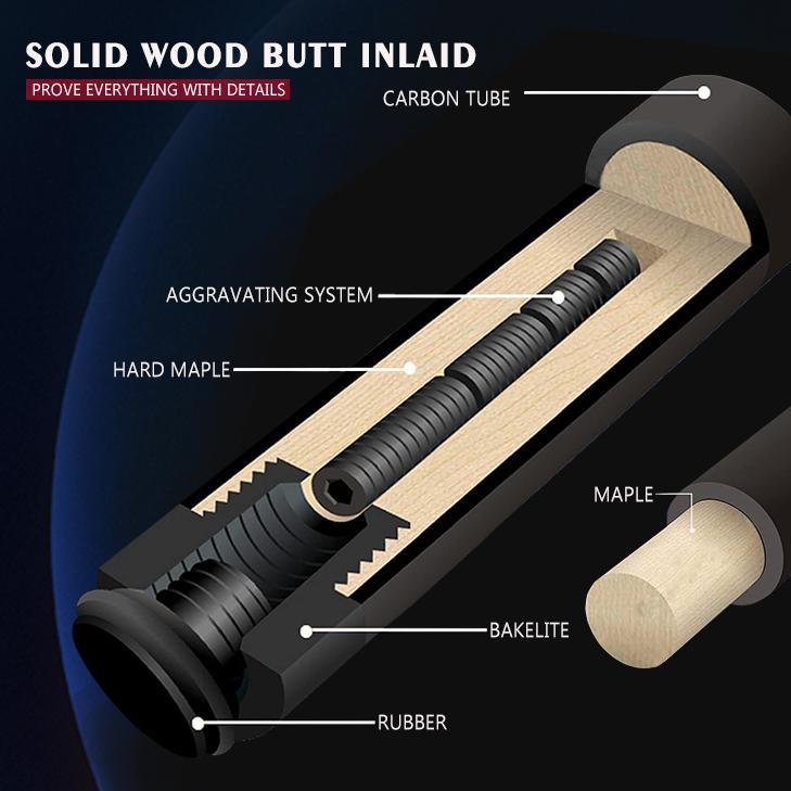 Okhealing Кий для пула из углеволокна Бильярдные кии 12,4 мм наконечник Радиальное штифтовое соединение Длина 147 см/58 дюймов Вес 19~20 унций Бильярдный кий