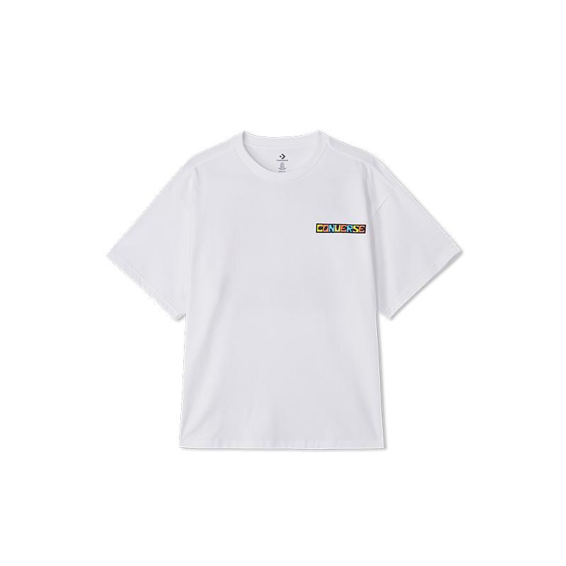 Converse T Shirts Men's White Crew Neck Moderate Straight Fit 10024728-A02