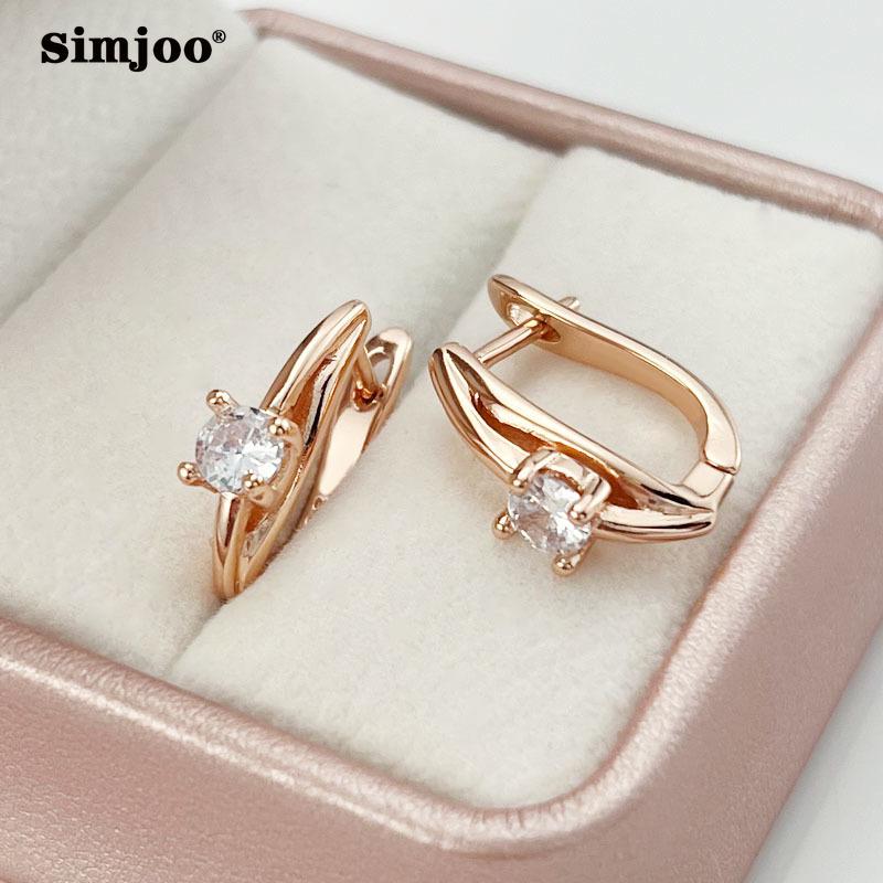 SIMJOO Простые стильные серьги с цирконом цвета розового золота