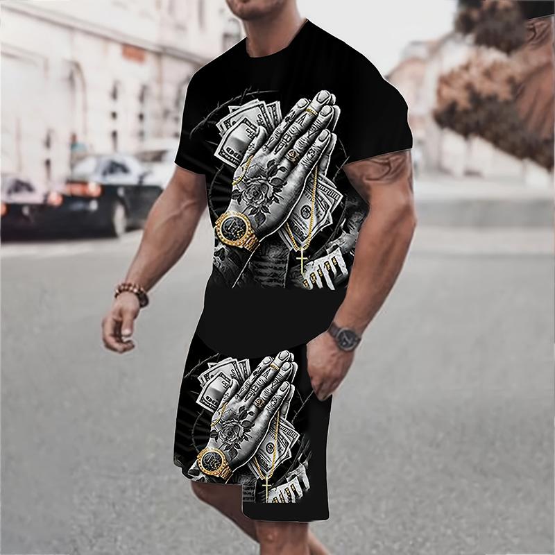 Модный мужской повседневный винтажный костюм, летний дышащий освежающий костюм в пляжном стиле с принтом 3D тигра, свободный мужской топ большого размера