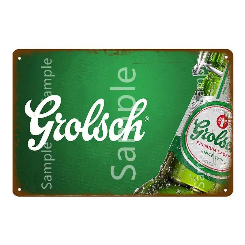 Плакат с пивом Grolsch Lager, металлические жестяные знаки, настенная живопись, декоративная табличка, бар, паб, клуб, домашний декор, художественные промыслы YK052