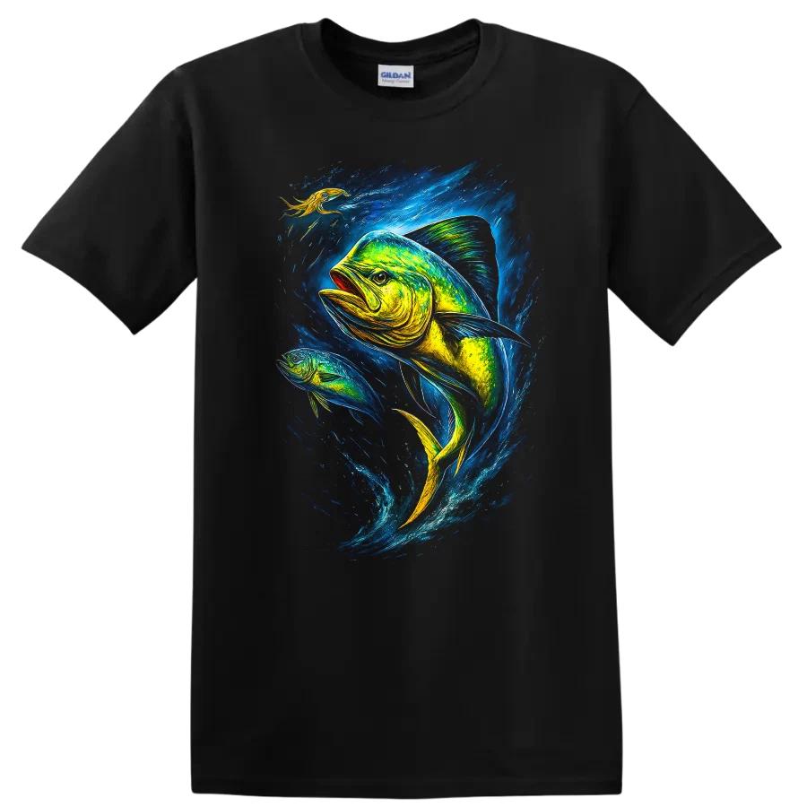 Fish Art T Shirt Ocean Design Colorful Marine Life Fishery Adventure Tee
