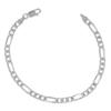 [R1933] - Silver 'Figaro' Bracelet (rhodium) - 19cm 4mm