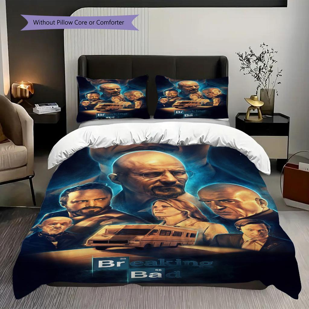 Enigmatic Faces Shadows Three-piece set (1 * duvet cover + 2 * pillowcase, without core) 2D Flat Soft and comfortable Duvet cover and pillowcase
