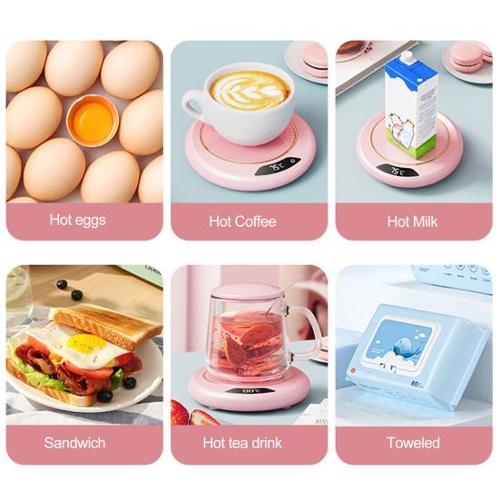 Подогреватель для кружек, электрическая подставка для кофейной чашки с подогревом и 3-температурными настройками, водонепроницаемая USB-подключаемая грелка для чашки с водой, подключаемая к сети