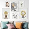 Cartoon Geometric Animal Elephant Lion Tiger Decorative Painting Simple Home Porch Living Room Painting Canvas Painting Wall Art