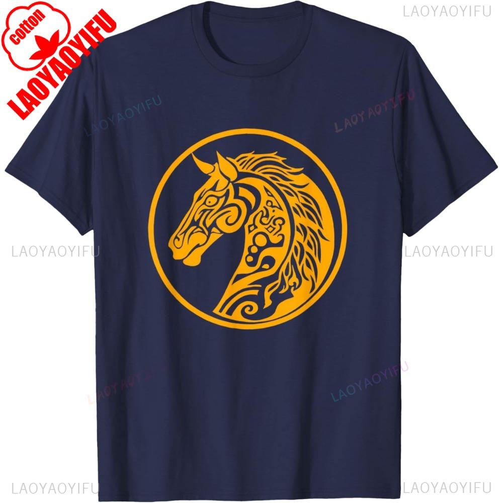 Year of The Horse 2026 Tribal Golden Zodiac Design T-Shirt Chinese Lunar New Year Zodiac Graphic TShirtFashion Holiday Tops