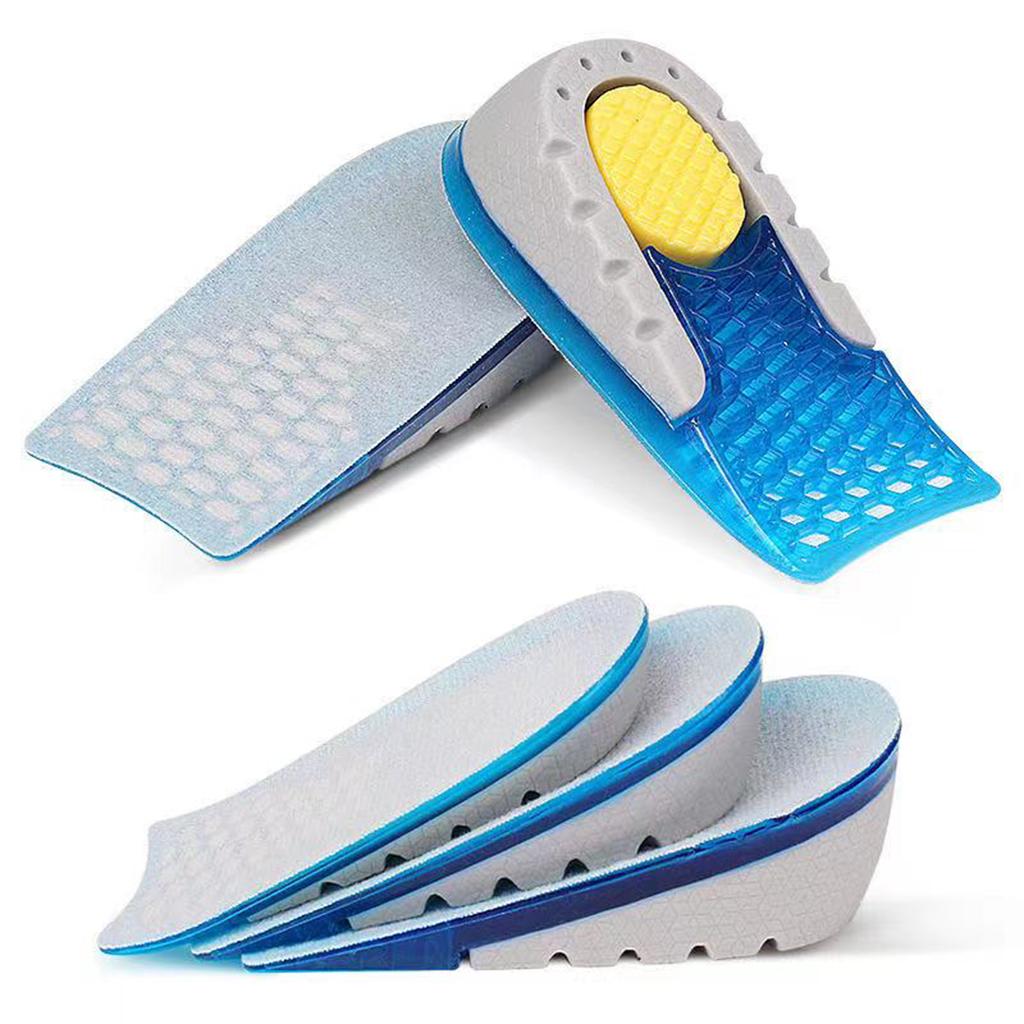 1 Pair Heel Lift Inserts Height Increase Insole Soft Breathable Invisible Design Sillicone Foot