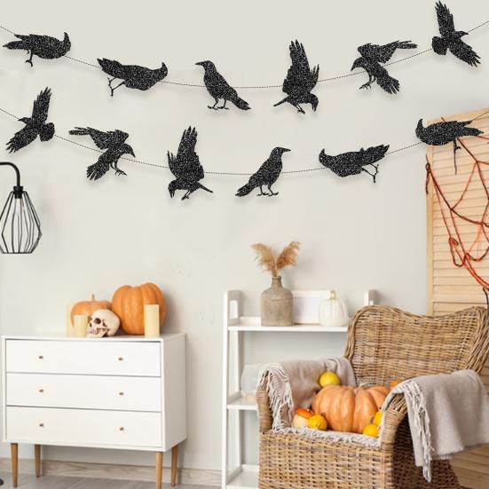 Черный ворон Хэллоуин украшение Усилитель праздничной атмосферы Баннер для вечеринки Домашняя вечеринка Фестивальный декор