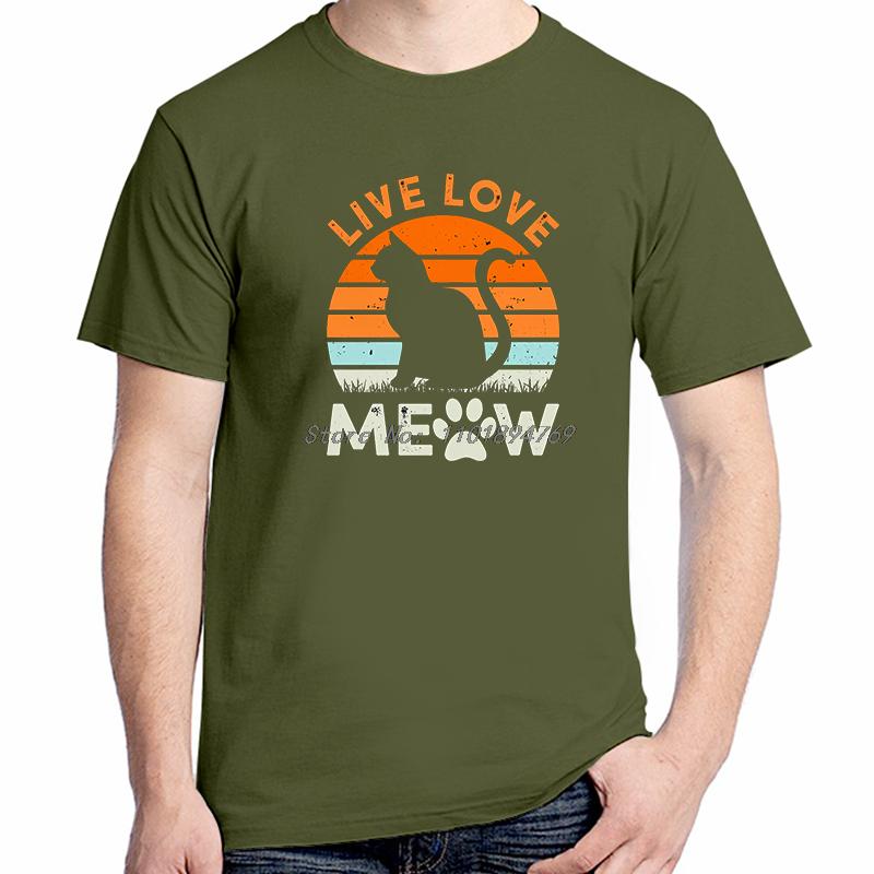 Live Love Meow Cat Graphic Tees Vintage Summer Tops Tshirt New Arrival Goods Fashion New Shirts And Tshirts Unisex Clothes