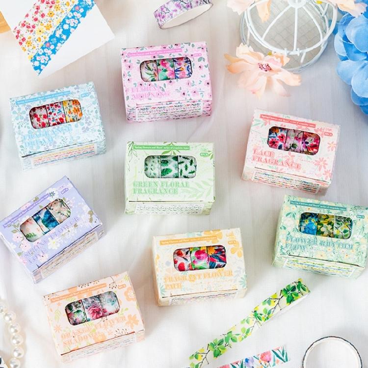 5Rolls Flower Decorative Tape Aesthetic Tape 10mmX2M Each Adhesive Tape for Art Craft Scrapbooking Photo Frame Journal