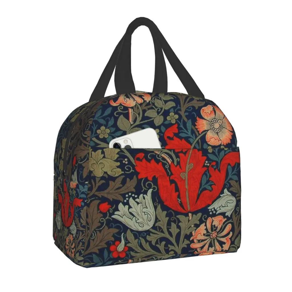 William Morris Цветочный текстильный принт термоизолированная сумка для ланча женская портативная коробка для ланча для детей школьные многофункциональные сумки для еды
