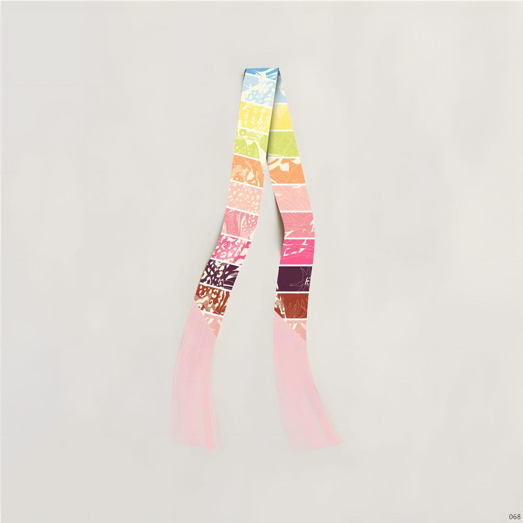 New Korean version of tassel small scarf female imitation silk twill silk silk scarf long silk scarf fashionable versatile streamer headscarf