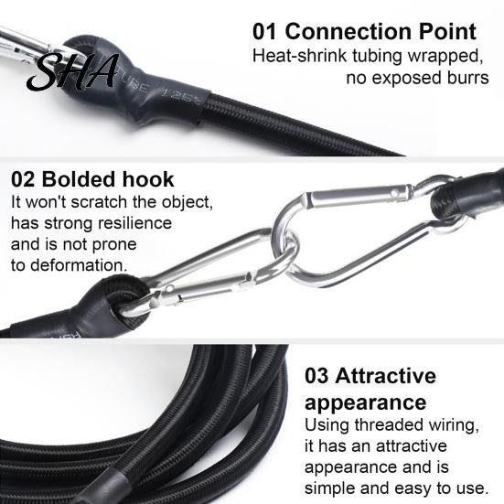 Portable Packing Ropes Bungee Cords with Carabiner Hooks, Heavy?Duty Outdoor Straps, Elastic Cargo Securing Binding Rope for Tarps, Tent,