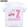 My 1 2 3 4 5 6 7 8 9 th Years Birthday Unicorn Print Cute Girls Clothes Summer Short Sleeve Kids T shirt Baby Boys TShirts
