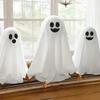 Светодиодная светящаяся фигурка привидения Хэллоуин В помещении Белая тканевая декорация привидения с пультом дистанционного управления для дома, кухни, каминной полки, столешницы, украшения для вечеринки