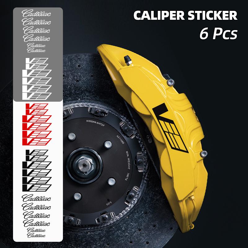 6PCS Caliper Sticker High Temperature Resistant Brake Modification Sticker for Cadillac ATS CTS DTS STS SLS SLR XLR Seville CT6 zs6