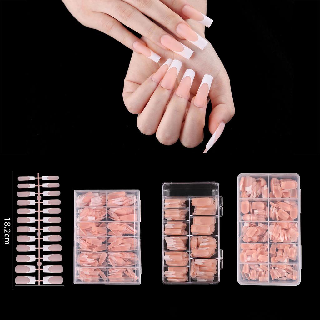 Прямоугольный французский нюдовый классический нейл-арт, простые накладные ногти Wind