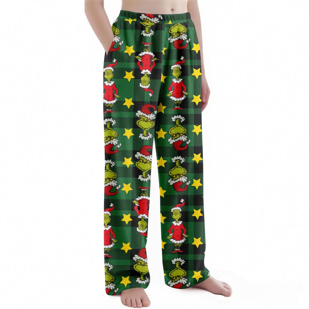 Детские брюки с рождественским принтом, плюшевые повседневные брюки