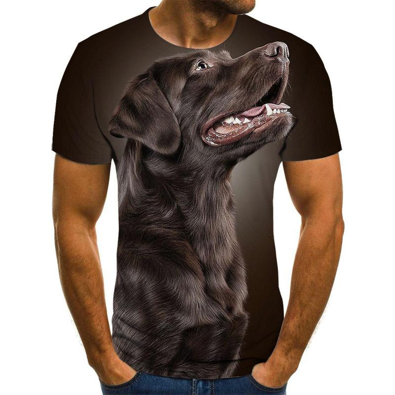 Summer Round Neck 3D Pet Dog Print Top Fashionable Casual Short Sleeved Men's T-shirts