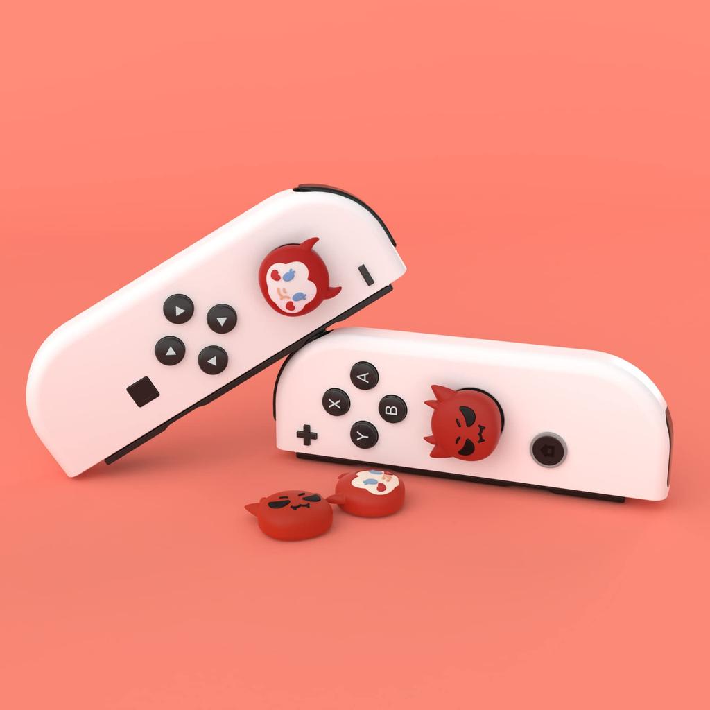PlayVital Чехлы-колпачки на стики (джойстик, стик) из силикона для Nintendo Switch, Switch Lite, OLED Switch, Switch Lite Thumb Grip, Rocker Caps for OLED Switch Devil