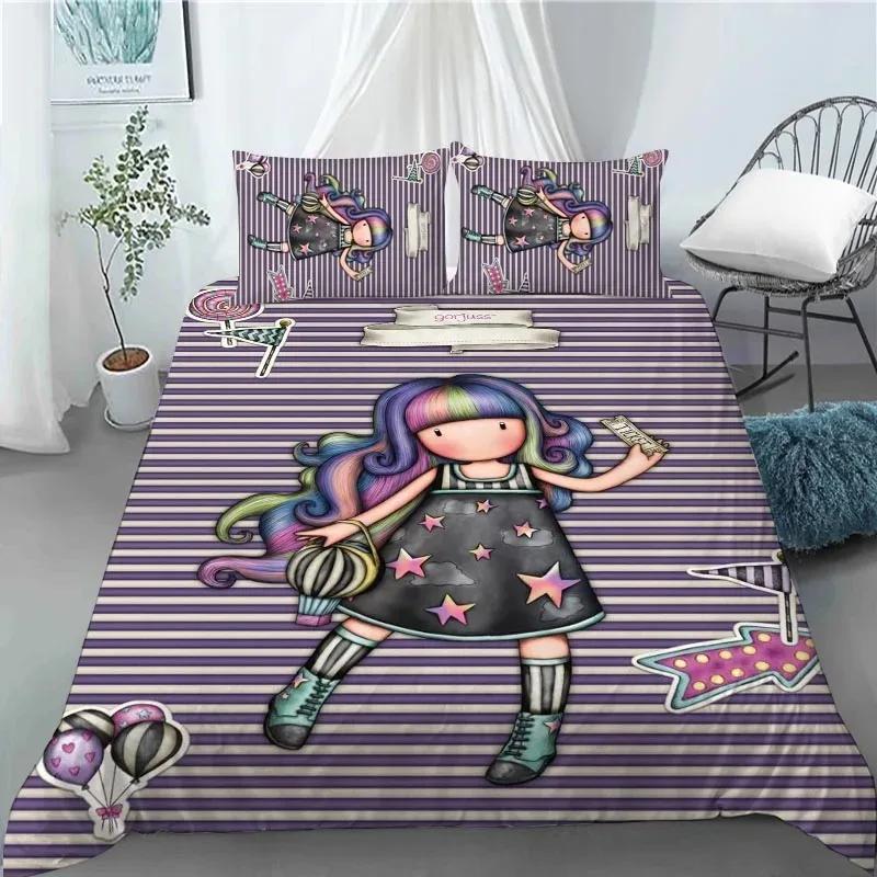 Santoro Gorjuss Anime Beautiful Girl Comfortable Duvet Cover Pillowcase Bedding Set Children Bedroom Decoration Home Textile