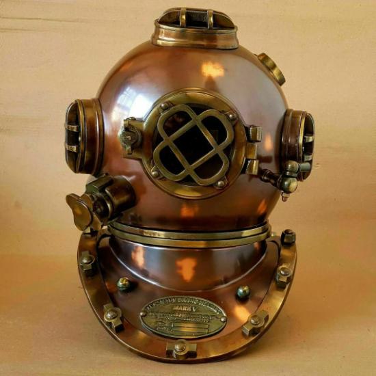 Старинный водолазный шлем ВМС США — Mark V Deep SCA Scuba Divers Helmet — Classica