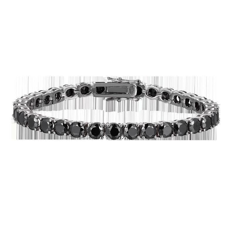 Bague Ringen Мужской браслет из муассанита с черным бриллиантом и бриллиантами S925, чистое серебро, роскошная простая теннисная цепочка с ручкой для дрели и сертификатом