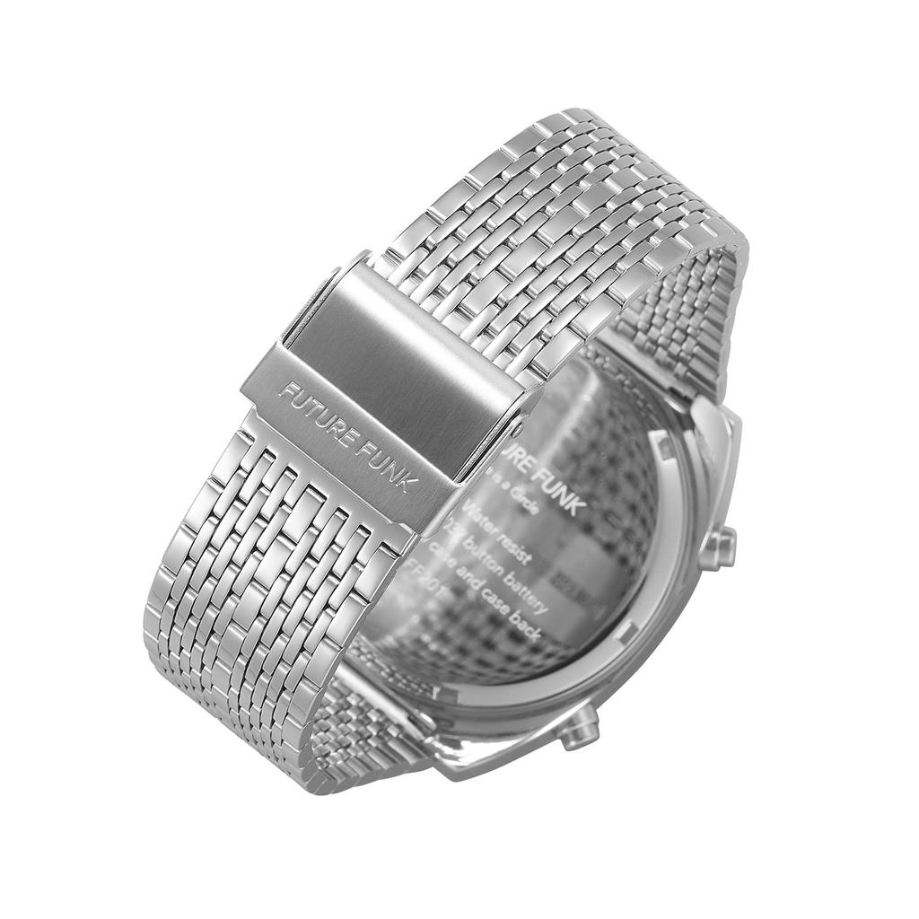FUTURE FUNK Наручные часы Цифровые часы Космическая эра Гарантия [Аналоговый × Дизайн] Водонепроницаемые, В комплекте от производителя, FF201-SV-MT (Серебряный)