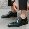 Британия Джентльмен Оксфорды Мужские Черные Зеленые Заостренный Патентная Кожа Платье Повседневная Обувь Свадебное Платье Деловая Обувь для Выпускного