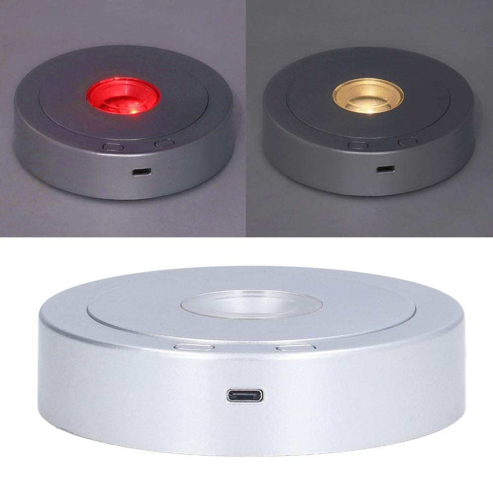 Colorful Light Rotating Display Stand USB or Battery Powered Crystal Display Base Stand  Bottle