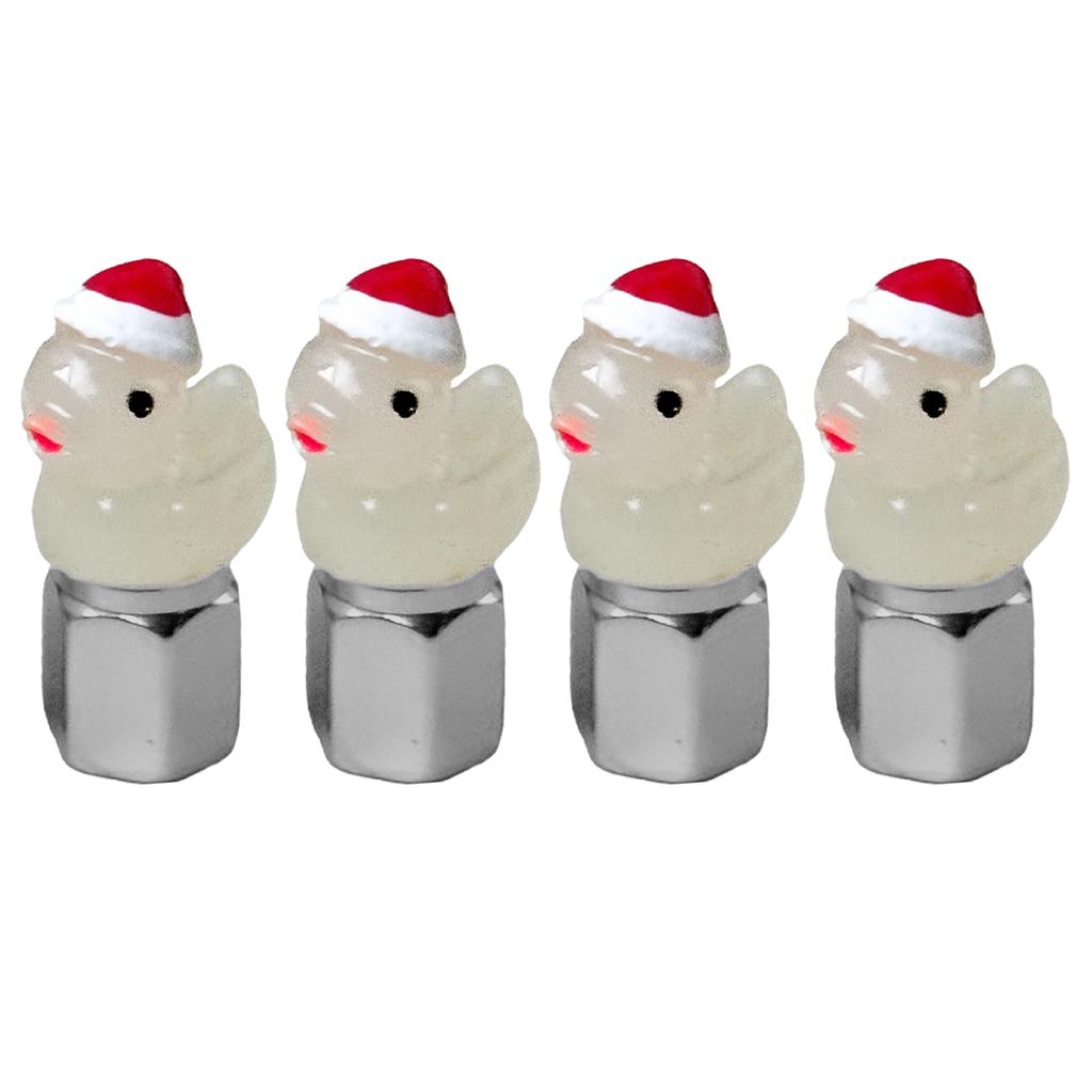 4Pcs Christmas Duck Glow in The Dark Tire Valve Caps Auto Tire Valve Stem Caps Tire Air Valve Caps for Cars Motorcycles Bicycles