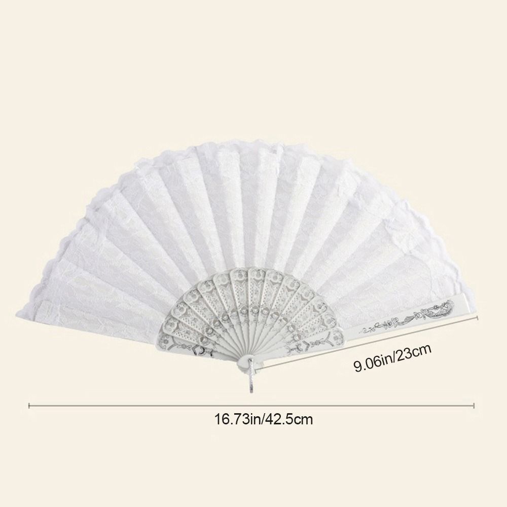 Floral Pattern Folding Fan Tassel Lace Fan Fashion Handheld Fan Photo Props