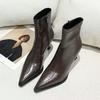 Роскошные женские ботильоны на высоком каблуке с острым носком, модная обувь, сексуальные элегантные женские туфли-лодочки 2025 зима, дизайнерские ботильоны для женщин