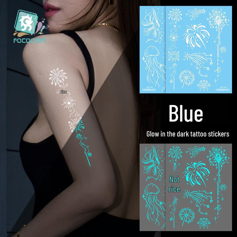 Rikaron Luminous White Henna Mandala & Butterfly Tattoo Stickers - Waterproof.