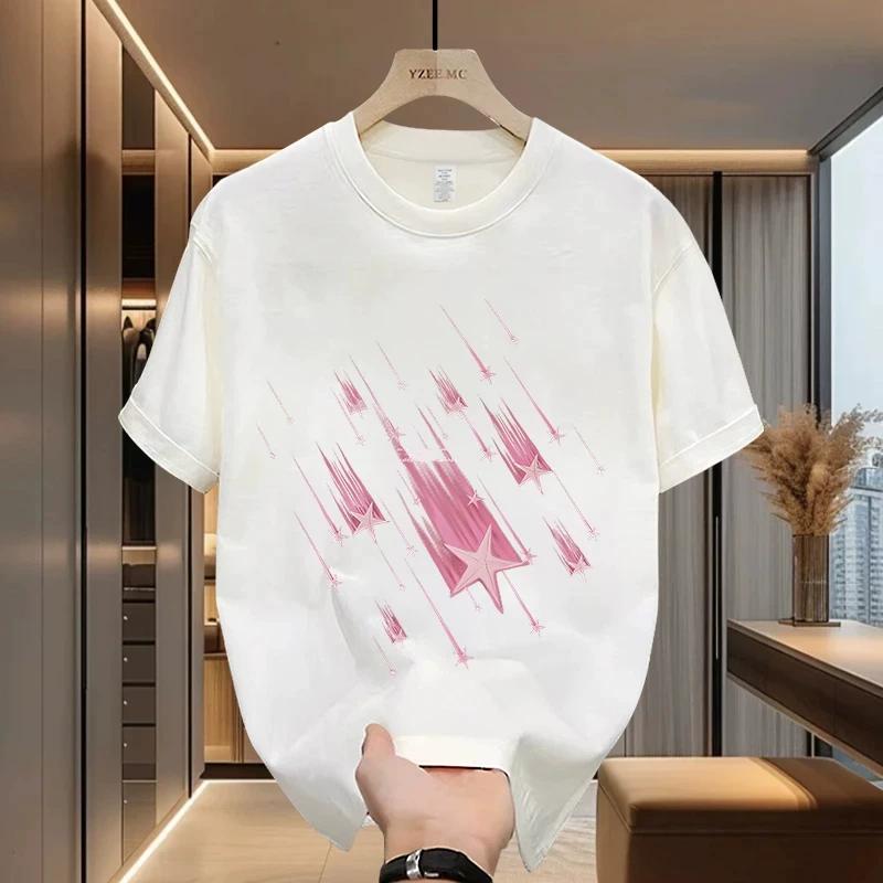 Men High Quality Cotton T Shirt Short Sleeve Crew Neck Casual Solid Color Top Soft Breathable Basic Tee for Summer Wear