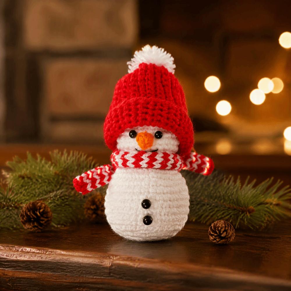 Finished Knitted Hand-Crocheted Snowman Soft Knitting Yarn Crochet Ornament Family Friends Gift