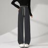 Spring and Autumn Fashion Straight Leg Casual Pants Drawstring Waist Pants High Waist Wide Leg Loose Pants