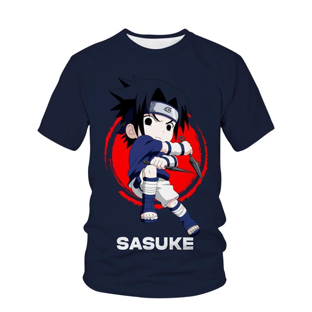 Летний топ с круглым вырезом и 3D-принтом Наруто, модная повседневная футболка с коротким рукавом для детей и мальчиков