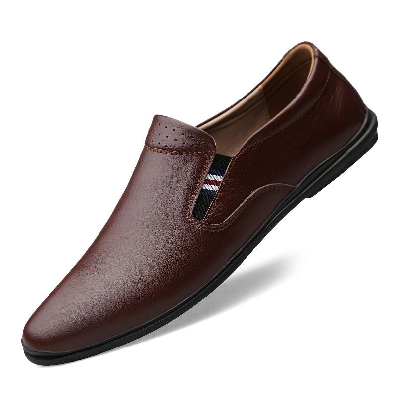 Fashion Lightweight Walking Flats Fashion Men's Leather Loafers Slip-On Comfortable Casual Shoes Breathable Driving Moccasins for Men