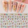 Nail Art Stickers Ins Spring And Summer Colorful Butterfly Rose Flower 5D Embossed Three-dimensional Soft Glue Nail Stickers